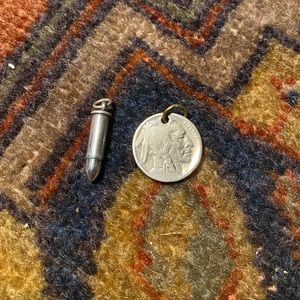 Vintage pendants - bullet charm + Buffalo coin